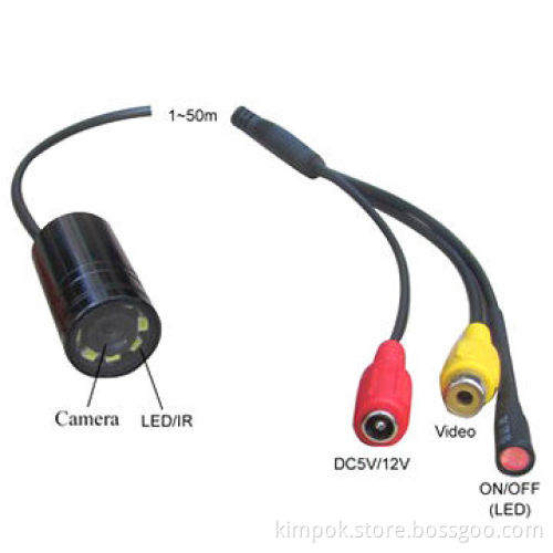 FPV 520TVL mini CCTV camera with 8 LEDs, night vision distance up to 5 meters, 90-degree angle